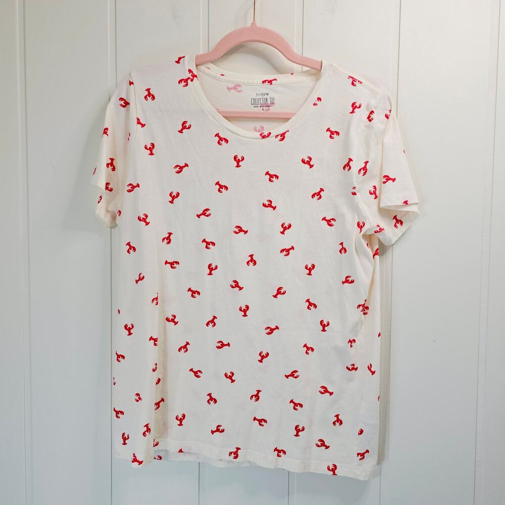 J.Crew Vintage Cotton All-Over Lobster T-Shirt Collector Tee Size L
